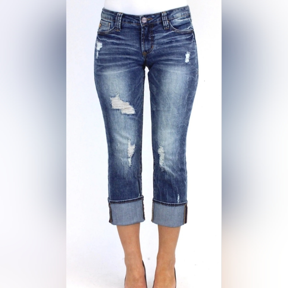 Dear John -- Playback Comfort Straight Factory Distressed Blue Denim Jeans